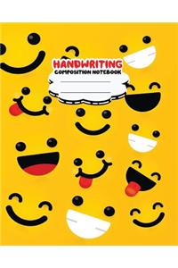Handwriting primary composition notebook, 8 x 10 inch 200 page, Yellow smiley emoji face