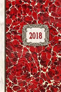 2018 Diary Red Marble Design