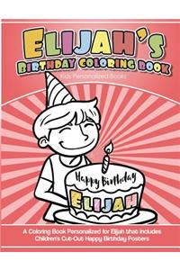 Elijah's Birthday Coloring Book Kids Personalized Books