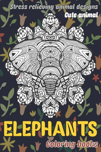 Cute Animal Coloring Books - Stress Relieving Animal Designs - Elephants