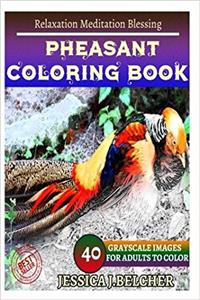 Pheasant Coloring Book for Adults Relaxation Meditation Blessing: Sketches Coloring Book 40 Grayscale Images