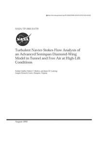 Turbulent Navier-Stokes Flow Analysis of an Advanced Semispan Diamond-Wing Model in Tunnel and Free Air at High-Lift Conditions