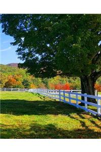 School Composition Book White Split Rail Fence Mountain Background 130 Pages