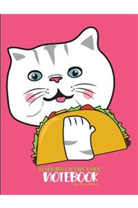 Rosemary Cat Eats a Taco Notebook Coral Pink Edition