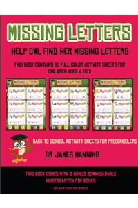 Back to School Activity Sheets for Preschoolers (Missing letters