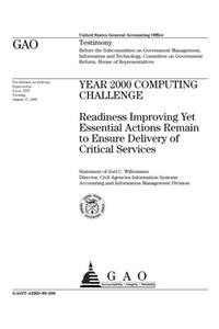 Year 2000 Computing Challenge: Readiness Improving Yet Essential Actions Remain to Ensure Delivery of Critical Services