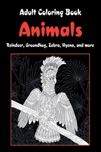 Animals - Adult Coloring Book - Reindeer, Groundhog, Zebra, Hyena, and more