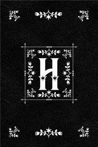 Scandinavian Design Floral Monogram Daily Journal Notebook - Letter H