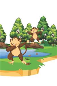 Monkeys Dancing at a Pond Blank Lined Notebook