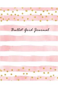 Bullet Grid Journal: Pastel Pink with Gold Dots 150 Dot Grid Pages (Size 8x10 Inches) with Bullet Journal Sample Ideas
