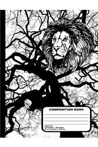 Wild Lion Composition Notebook 200 Wide Ruled Pages