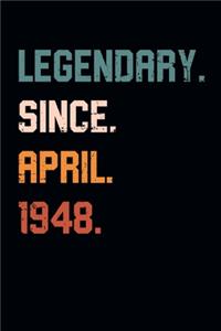 Blank Lined Journal, Notebook, Diary, Planner - Legendary Since April 1948 - 71st Birthday Gift For 71 Years Old Men and Women born in April