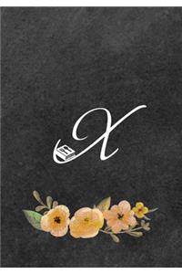 Initial Monogram Letter X on Chalkboard