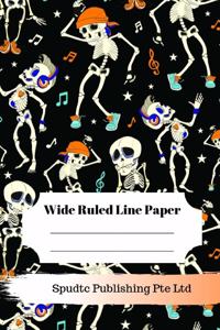 Scary Skulls Theme Wide Ruled Line Paper