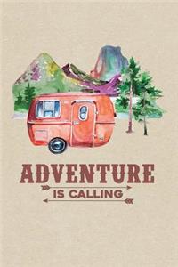 Adventure Calling Caravan Trailer Camping & Hiking Journal, Blank Sketch Paper