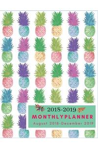 2018-2019 Monthly Planner, August 2018 - December 2019