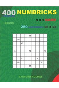 400 NUMBRICKS puzzles 9 x 9 HARD + BONUS 250 LABYRINTH 25 x 25