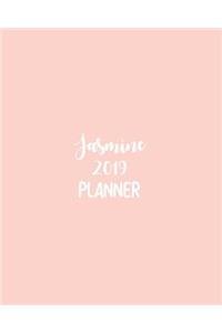 Jasmine 2019 Planner: Calendar with Daily Task Checklist, Organizer, Journal Notebook and Initial Name on Plain Color Cover (Jan Through Dec), Jasmine 2019 Planner