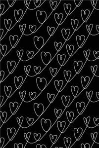 Bullet Journal Notebook White Scribbly Hearts Pattern 1
