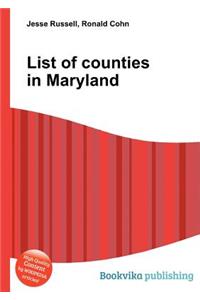 List of Counties in Maryland