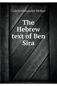 The Hebrew Text of Ben Sira