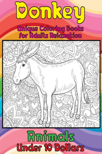 Unique Coloring Books for Adults Relaxation - Animals - Under 10 Dollars - Donkey