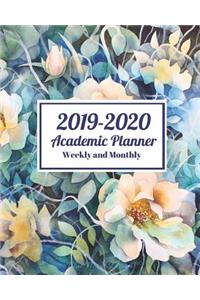2019-2020 Academic Planner Weekly and Monthly Blue Floral Design