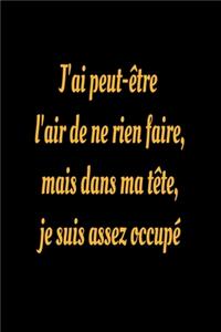 J'ai peut-être l'air de ne rien faire, mais dans ma tête, je suis assez occupé- journal de bord ligné