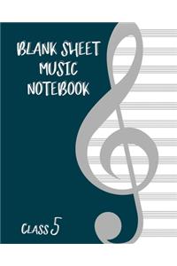 Blank Sheet Music Composition Manuscript Staff Paper Art Music CLASS 5 Notebook Birthday Gift