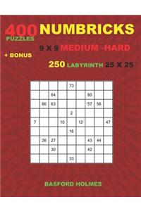 NUMBRICKS 400 puzzles 9 x 9 MEDIUM - HARD + BONUS 250 LABYRINTH 25 x 25