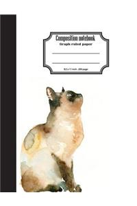 Composition notebook graph ruled paper 4x4 grid per inch,200 pages, 8.5 x 11 inch, Thai cat