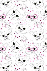 Journal Notebook For Cat Lovers White Cats Faces and Paws