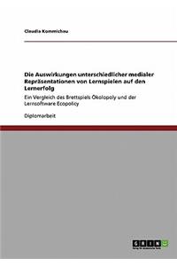 Die Auswirkungen unterschiedlicher medialer Repräsentationen von Lernspielen auf den Lernerfolg