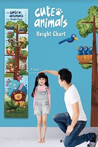 Cute Animals Height Chart: Growth Chart With Measuring Ruler and Stick-on Tape