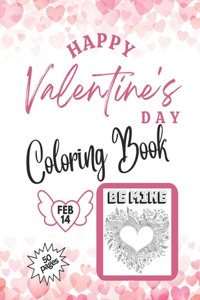 Happy Valentine's Day Coloring Book 50 pages