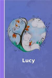 Lucy: Personalisiertes Notizbuch - Fuchs Mit Herz - Softcover - 120 Seiten - Leer / Blanko / Nummeriert - Notebook - Tagebuch - Diary - Scrapbook - Gesche