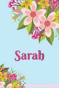 Sarah Personalized Blank Lined Journal Notebook