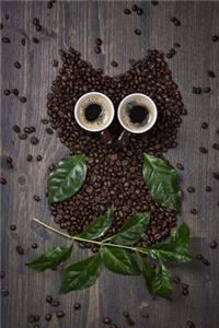 Adorable Coffee Bean and Coffee Cups Owl Art Journal