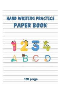 Hand Writing Practice Paper Book