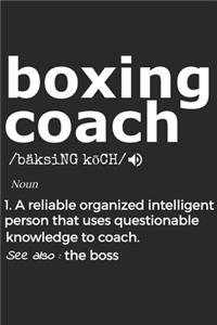 Boxing Coach Noun 1. Reliable Organized Intelligent Person That Uses Questionable Knowledge To Coach. See Also