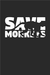 Save Monkeys Notebook - Monkeys Gift - Vintage Endangered Animal Journal - Extinction Animals Diary for Monkey Lovers: Medium College-Ruled Journey Diary, 110 page, Lined, 6x9 (15.2 x 22.9 cm)