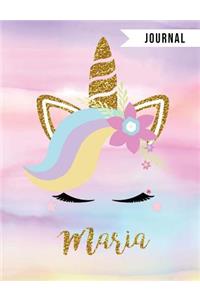 Maria Unicorn Journal: Personalized Unique Unicorn Journals for Girls - The Perfect Diary Gift - Wide Ruled Paper