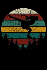 Retro Vintage Sunset Silhouette ice skater journal