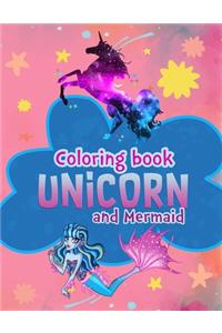 Coloring books Unicorn and Mermaid