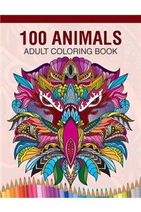 100 Animals Adult Coloring Book