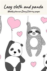 Lazy sloth and panda, Weekly planner, Diary, Coloring pages