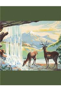 Composition Book Journal: : Vintage Paint-By-Number Pbn, with Mid Century Mountain Deer Retreat Motif Cover, College Ruled Paper, 150 Blank Lined Sheets, 9-3/4 X 7-1/2.