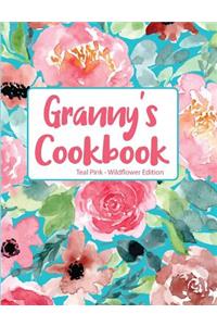 Granny's Cookbook Teal Pink Wildflower Edition