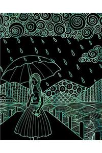 Journal Notebook Watercolor Girl In The Rain 7