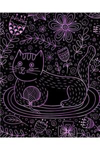 Bullet Journal Notebook Cute Cat in Flowers Pattern 5